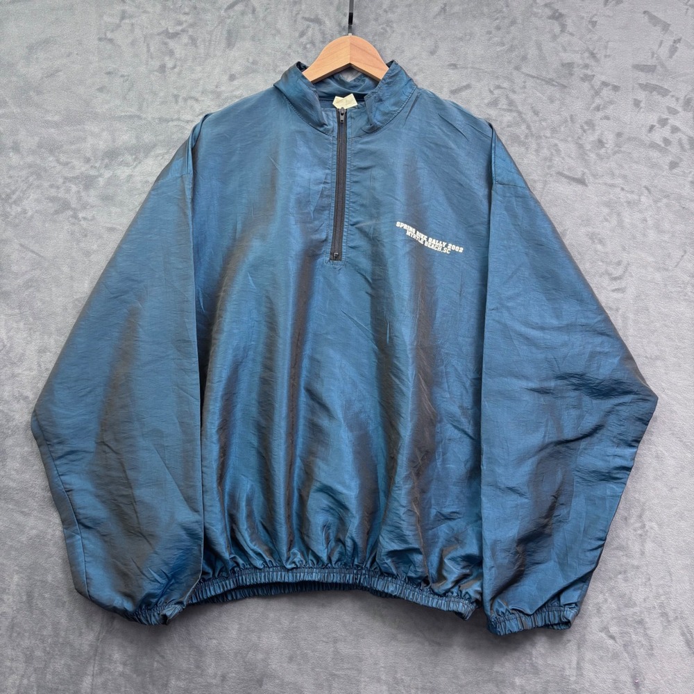 Vintage Spring Bike Rally 2002 Myrtle Beach SC Iridescent Blue Windbreaker XXL